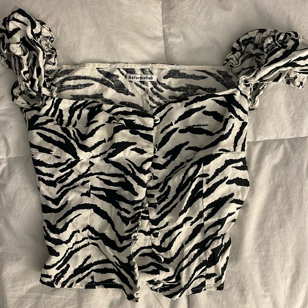 Reformation zebra bustier top size 4